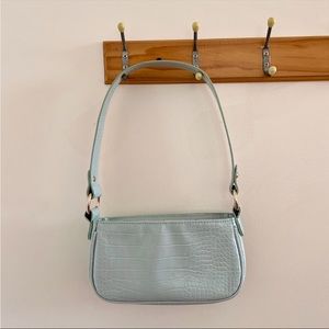 ASOS 90s sage green shoulder bag with croc pattern